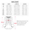 Size chart for Women's ruffled petal sleeve top, including bust, length, and sleeve measurements in cm/in.