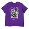 Purple men's Fearless Tiger graphic T-shirt, 100% cotton, collection