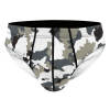 Men's camouflage briefs with breathable fabric and elastic waistband.