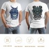White cotton men's T-shirt with blue samurai skull design, "DEAD SET" text, perfect for events and leisure.