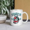 White ceramic mug with Sangria design, perfect for coffee shop or home use.