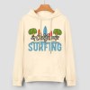 Cream cotton Surfing hoodie with graphic, loose fit for daily wear
