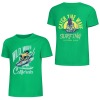 Green cotton surfing tee with "Wild Wave California" front, "Catch the Wave Surfing" back print.