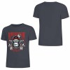 Dark gray pure cotton short-sleeved T-shirt with "AMERICAN LEGEND" gorilla graphic print, summer fashion.