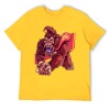 Yellow cotton men's t-shirt with red monster print | Inkedjoy