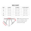 Size chart for men's briefs, showing waist, side length and other measurements. Also includes the size guidance.