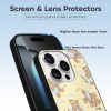 iPhone 16 series glass case with bear pattern and screen lens protectors, anti-scratch