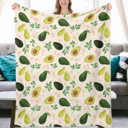 Ultra-Soft Flannel Blanket with Avocado Pattern