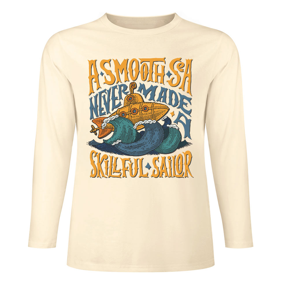 Cream pure cotton long sleeve T-shirt featuring ASMOOTH ARE MADE OF SOULFULLY graphic design