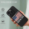 iPhone 15 Pro case with American flag design, 'STOMP MY FLAG' text, shockproof TPU.