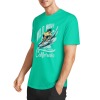 Green cotton surfing T-shirt with 'Wild Wave California' design, men's fashion.