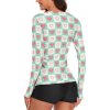 Women's checkered heart pattern long sleeve t-shirt, lightweight sun protection