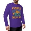 Purple pure cotton long-sleeved T-shirt with graphic design for casual wear.