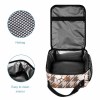 Plaid lunch bag with interior details, side mesh pocket, and insulated lining for school or day trips.