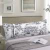 Extra long pillowcase with blue and white floral print, polyester, bed decor, soft and comfortable.