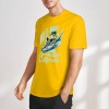 Yellow pure cotton short-sleeved T-shirt with surfing print, Summer fashion