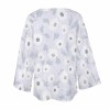 White chiffon floral print sunscreen long sleeve shirt, casual wear