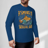 Dark blue pure cotton long sleeve T-shirt featuring 'ASMOOTH ARE MADE OF SOULFULLY' graphic for casual wear