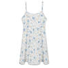 Spring Strap Dress in Four-sided projectile, floral pattern, white and blue, comfortable and sexy.