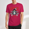 Burgundy cotton T-shirt with "AMERICAN LEGEND" gorilla graphic print for men, summer fashion.