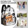 Transparent 17-inch PVC backpack with bear graphic, ideal for work and travel, various occasions.