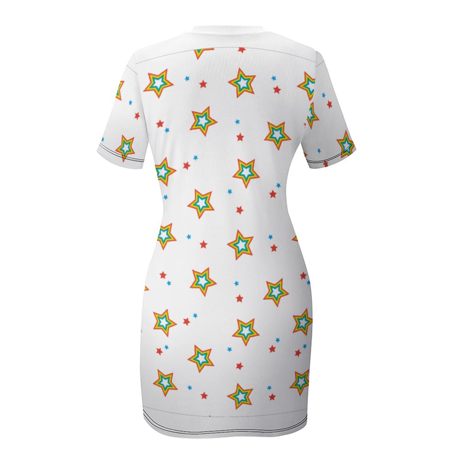 White star print short sleeve dress, perfect for casual wear.