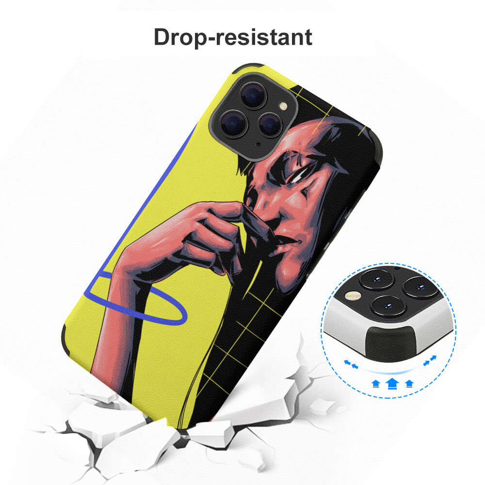 iPhone 12 Series Microfiber Case, Abstract Face Design, Drop-resistant, yellow