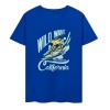Blue pure cotton short-sleeved T-shirt with Wild Wave California surfing print.