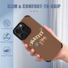 iPhone 15 Pro Max brown fiber skin case with "SLAYYY" text, Slim & Comfort-to-Grip design, scratch-resistant protection