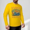 Yellow pure cotton long sleeve T-shirt with graphic design for casual wear, featuring 'A SMOOTH SHAKER' text.