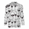 White POLO shirt with black wine glass pattern, perfect for casual wear.