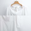 White Sweetheart Knot Flare Dress with bow detail and mid-length sleeves. Polyester.