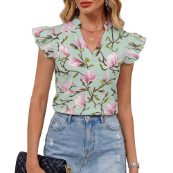 Ruffled V-neck shirt