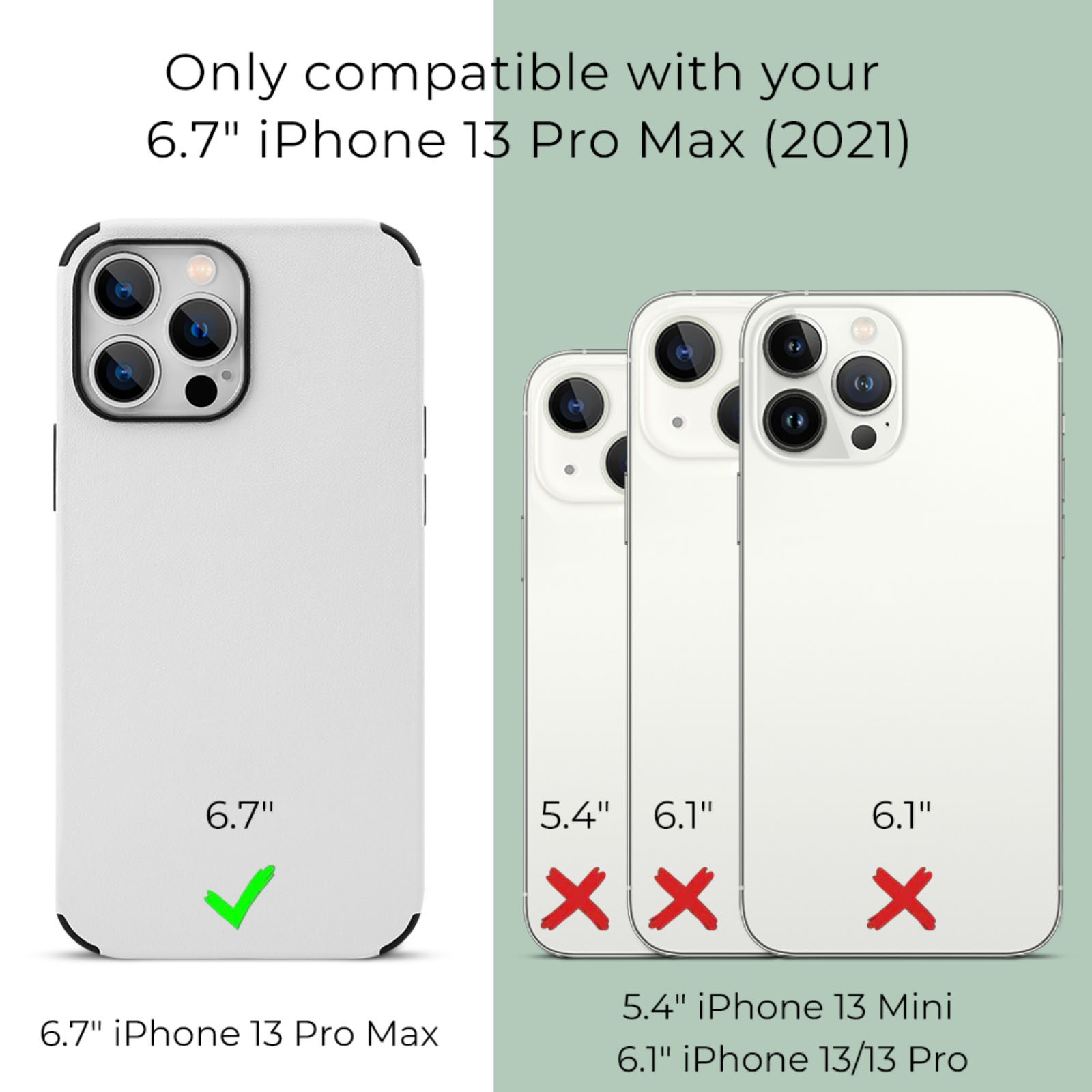 White iPhone 13 Pro Max case, compatible with 6.7 inch model, scratch-resistant Inkedjoy