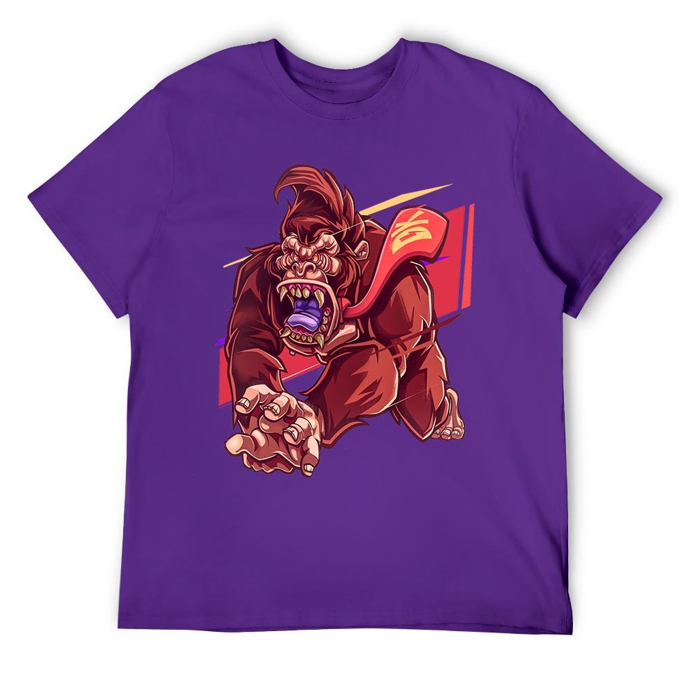 Purple cotton men's t-shirt with red monster graphic print | Inkedjoy
