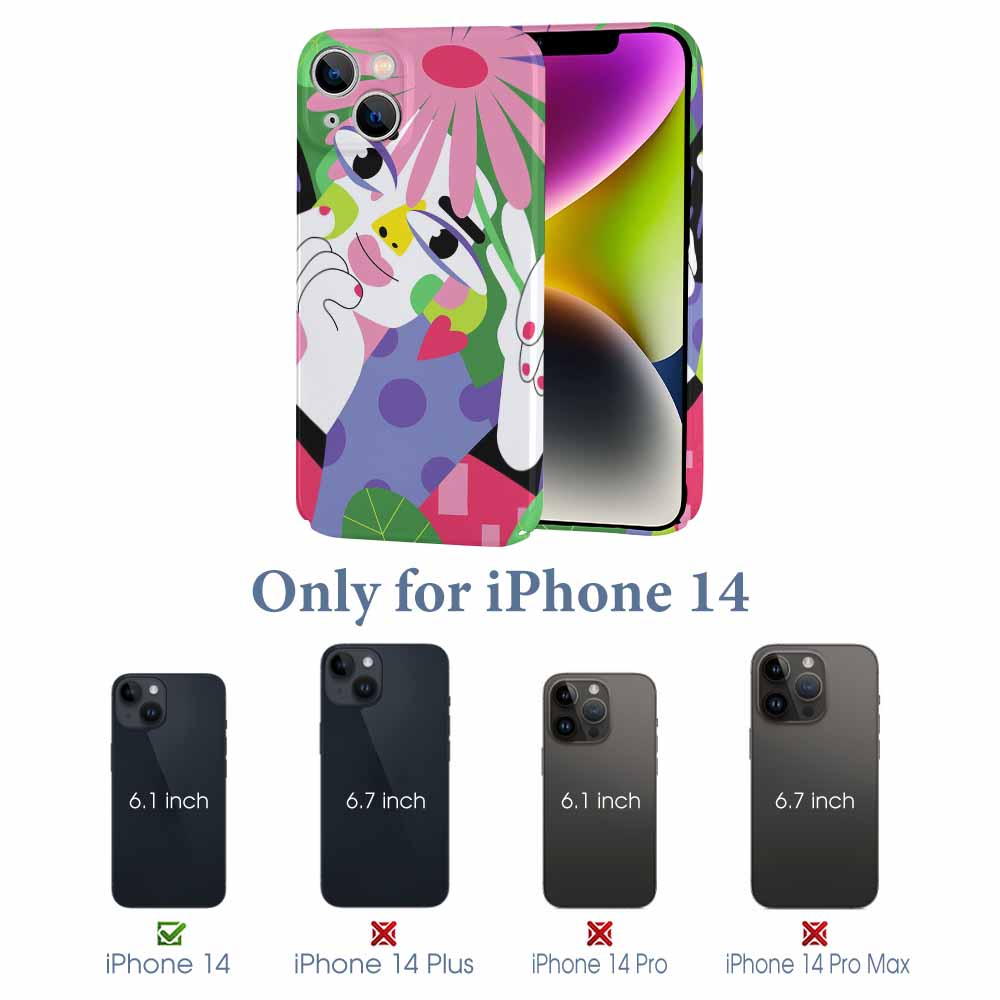 iPhone 14 case, colorful floral PC plastic, scratch-resistant, Only for iPhone 14