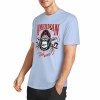Light blue pure cotton T-shirt with AMERICAN LEGEND gorilla graphic print, summer fashion.