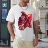 Men's white cotton t-shirt with a unique graphic print featuring a detailed red monster design