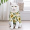 Cat wearing sunflower pattern pet shirt made of breathable polyester, classic style