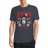 Dark gray cotton T-shirt with "AMERICAN LEGEND" gorilla graphic print for men, summer fashion.