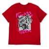 Red cotton Fearless Tiger T-shirt, front view, collection