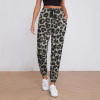 Women's leopard print sweatpants with pockets, elastic waistband, and drawstring, casual wear.