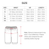 Men's ice silk pajama shorts size chart with measurements in cm and inches.