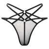 Black mesh T-back, showing delicate design, perfect for dating or anniversaries.