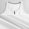 White Yoga Zipper Vest with black zipper and trim, micro-elastic fabric for sports and everyday wear.