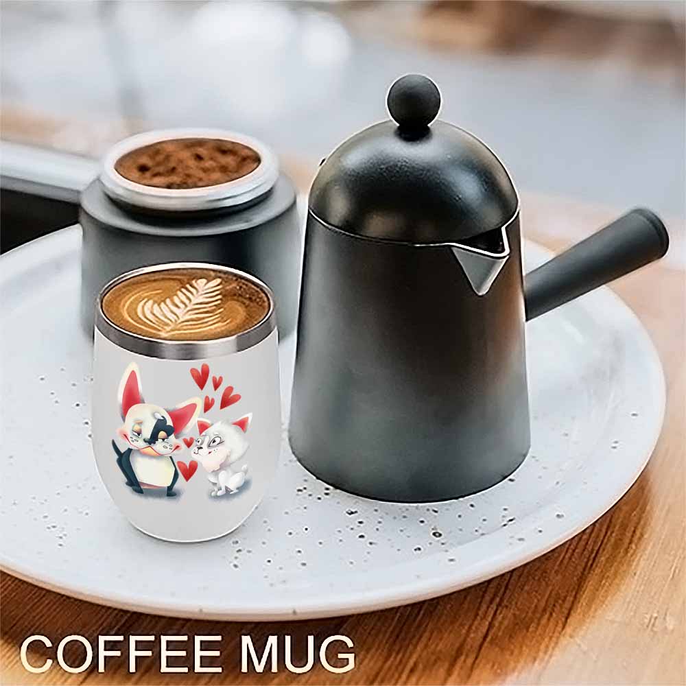 Inkedjoy Stainless Steel Insulated Coffee Mug with Cat Design and Red Hearts, Coffee Maker, COFFEE MUG