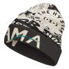 Polyester knitted hat with "MAMA" text design and unique graphic elements, perfect for winter wear.