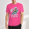 Pink pure cotton short-sleeved T-shirt with Wild Wave California print for men, summer fashion.