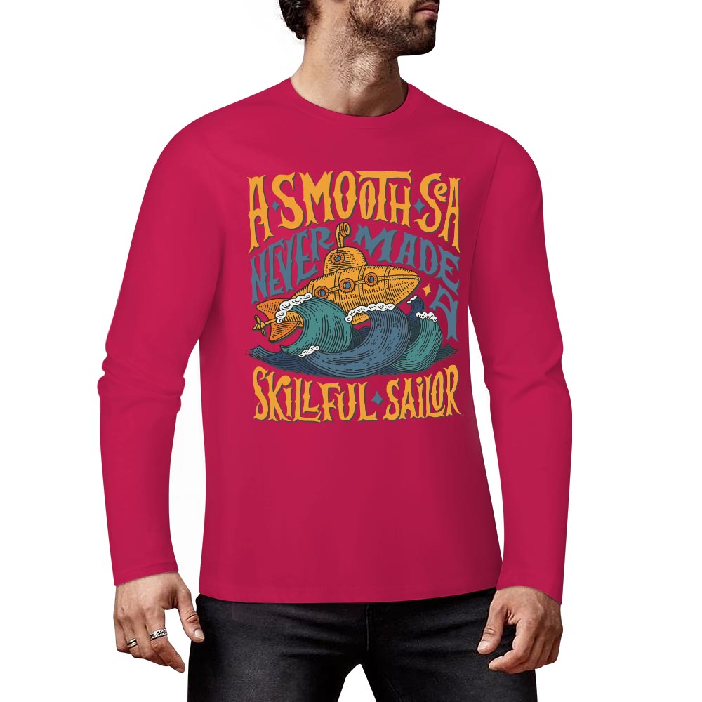 Red pure cotton long sleeve T-shirt with ASMODUS SOULFUL SHAKER graphic, casual wear.