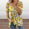 Ladies BE Zip Off Shoulder Top in white floral print, V-neck, shoulder cut-out detail. Perfect for casual wear.